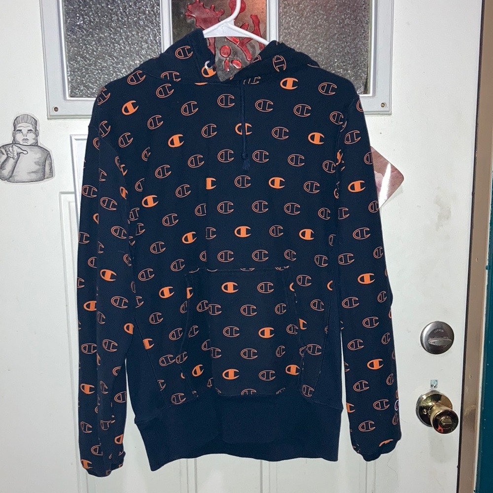 Champion sweatshirt size M, orange/navy blue